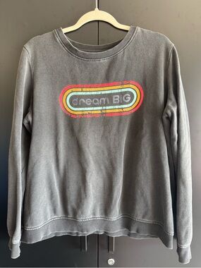 ZYIA Gray/black | Crewneck Sweatshirt |with Retro 'Dream Big' Graphic